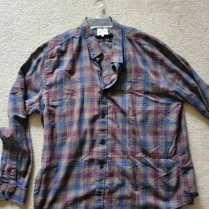 Ben Sherman Blue and Red Plaid Button-Down Shirt